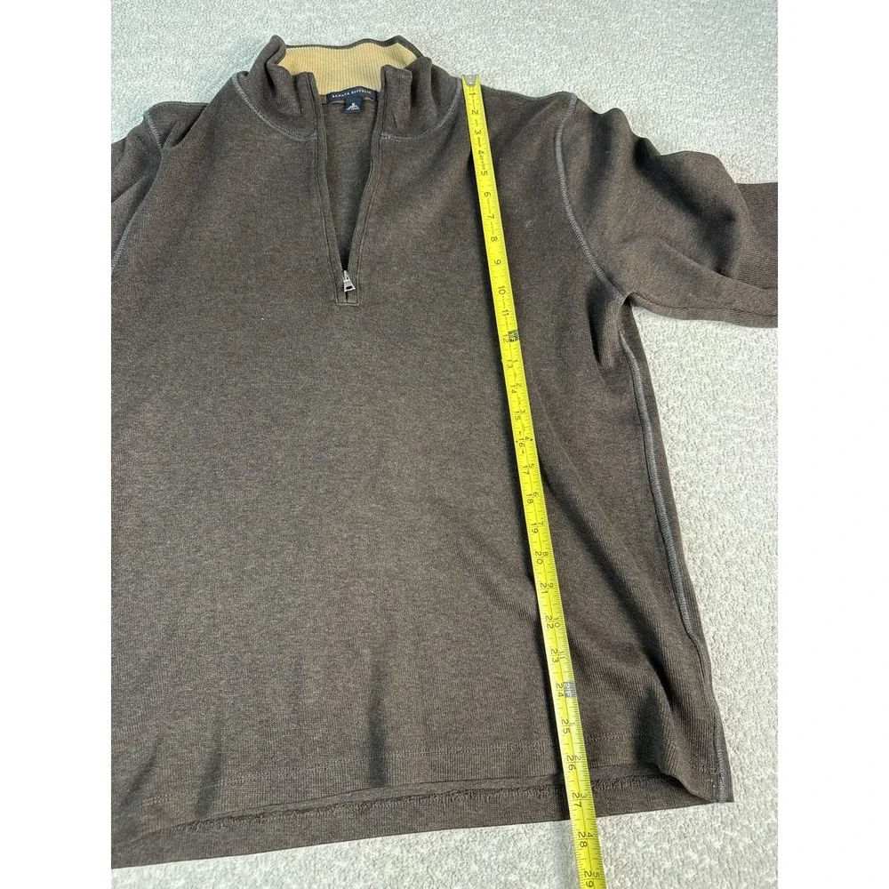 Banana Republic Sweater Mens Medium Brown Cotton‎ Quarter Zip Mock Neck Pullover